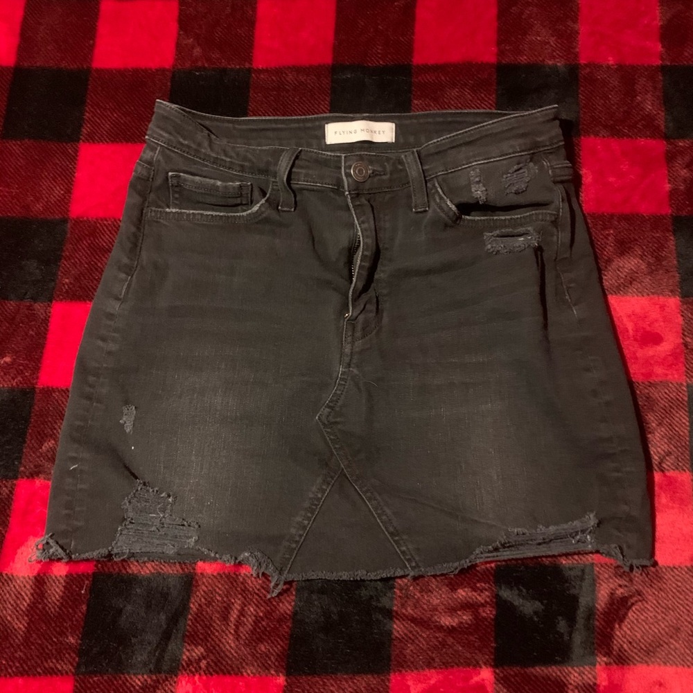 Flying Monkey Black High Rise Denim Mini Skirt